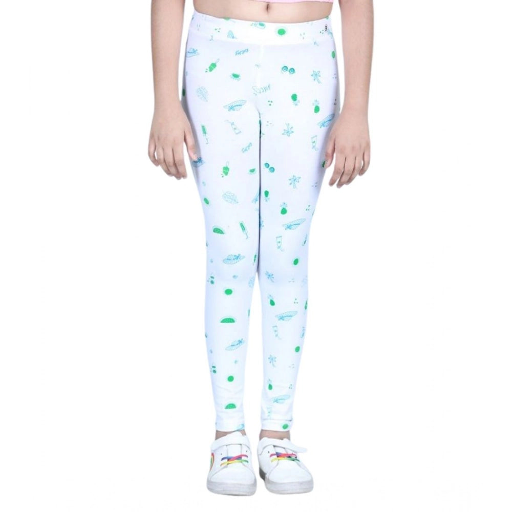 Fashionista Girl's Cotton Lycra Printed Elasticated Leggings