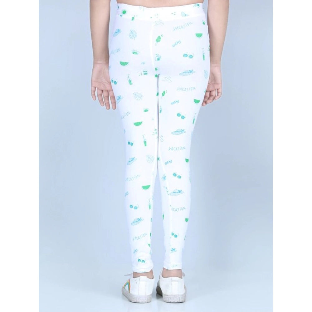 Fashionista Girl's Cotton Lycra Printed Elasticated Leggings