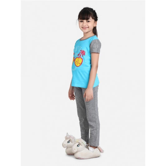 Classic Girl's Cotton Hosiery Printed Night Suit Set