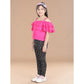 Exquisite Girl's Cotton Floral Elasticated Jegging and Top Set
