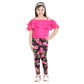 Exquisite Girl's Cotton Floral Elasticated Jegging and Top Set