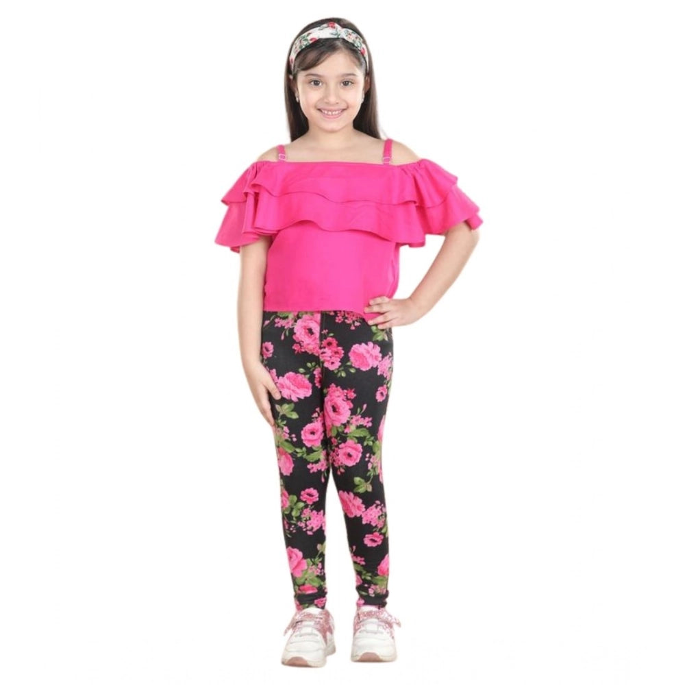 Exquisite Girl's Cotton Floral Elasticated Jegging and Top Set