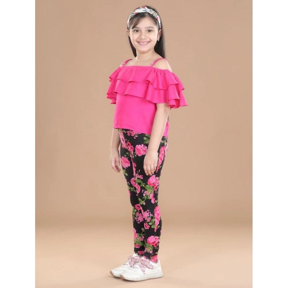 Exquisite Girl's Cotton Floral Elasticated Jegging and Top Set
