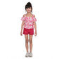 Exquisite Girl's Cotton Floral Cold Shoulder Top and Shorts Set