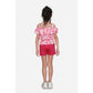 Exquisite Girl's Cotton Floral Cold Shoulder Top and Shorts Set