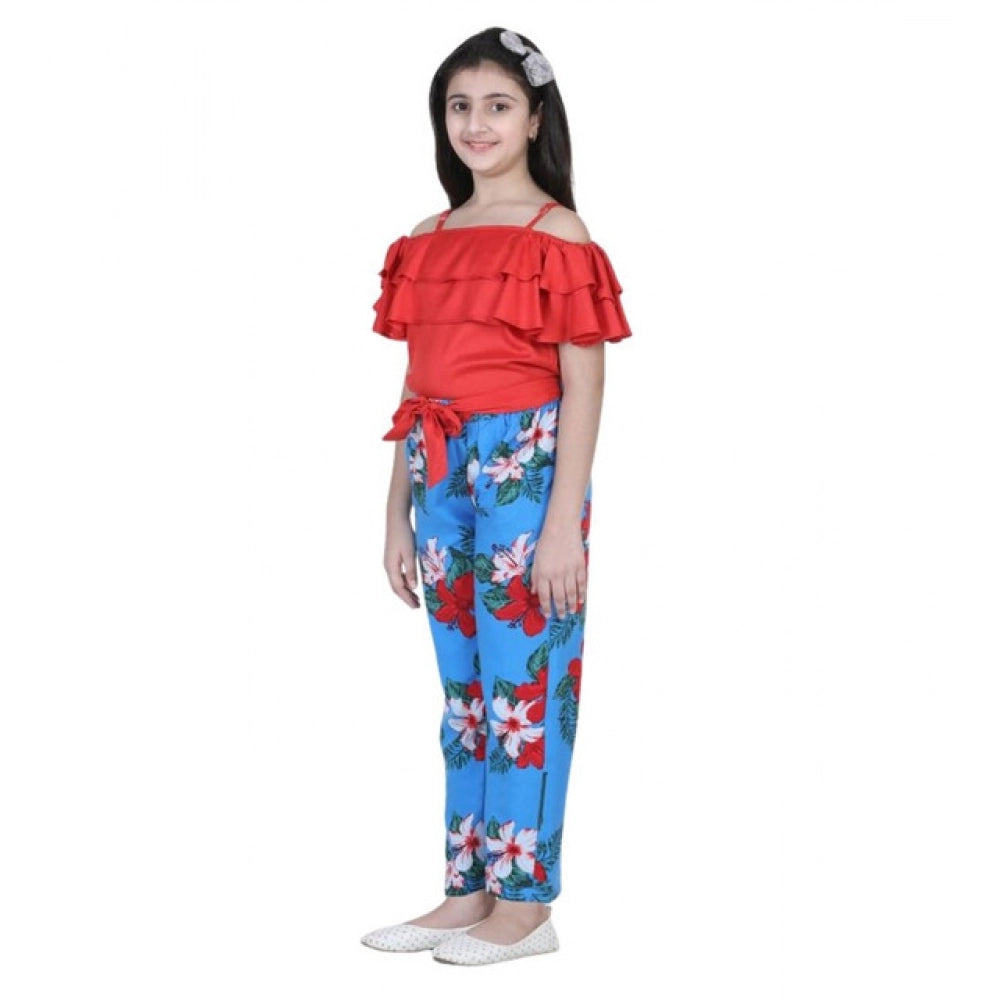 Funky Girl's Rayon Floral Short Sleeve Top and Trouser Set