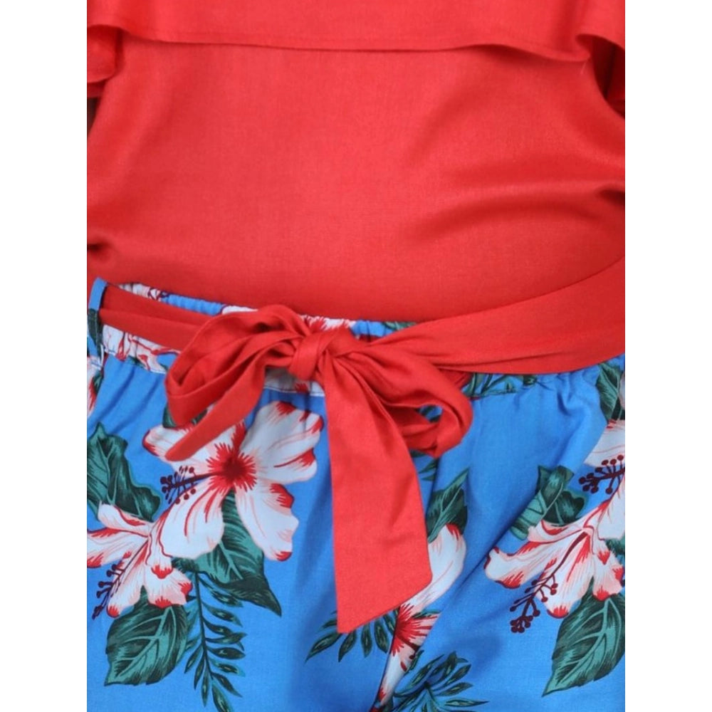 Funky Girl's Rayon Floral Short Sleeve Top and Trouser Set