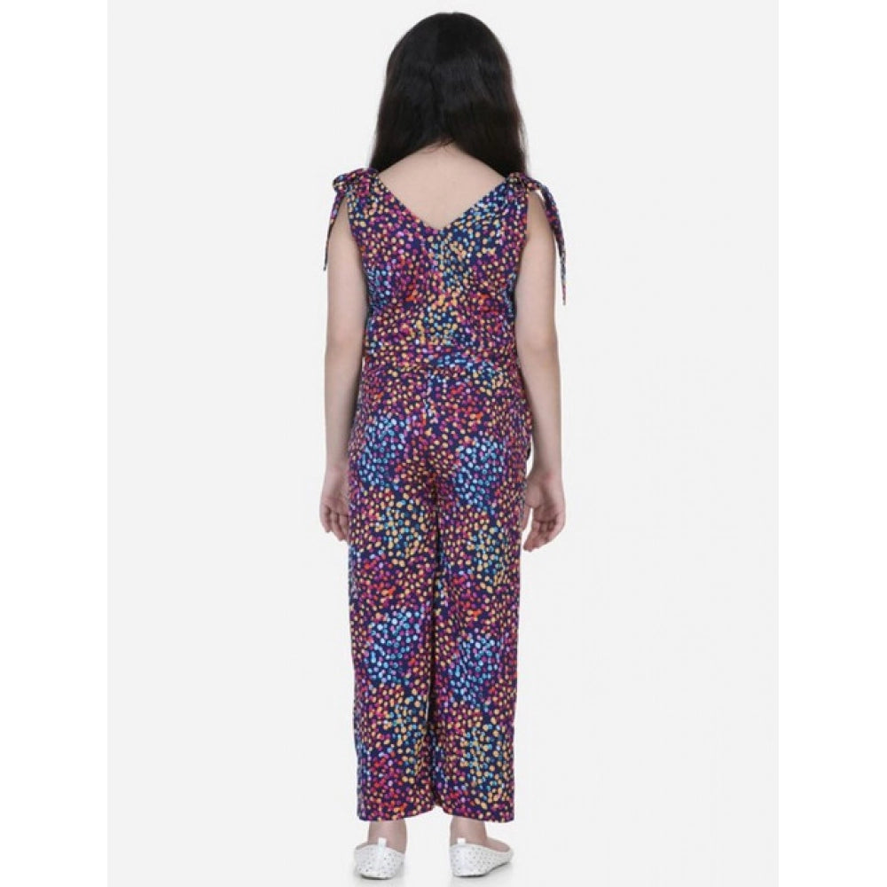 Funky Girl's Polyester Crepe Floral Short Sleeve Set