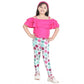 Exquisite Girl's Cotton Floral Elasticated Jegging and Top