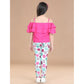 Exquisite Girl's Cotton Floral Elasticated Jegging and Top