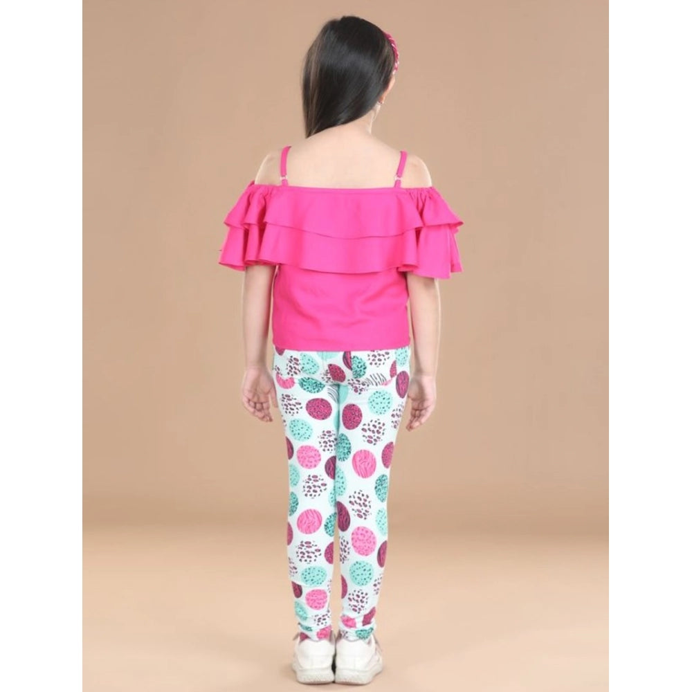 Exquisite Girl's Cotton Floral Elasticated Jegging and Top