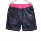 Fashionista Girl's Denim Ribbed Elasticated Shorts