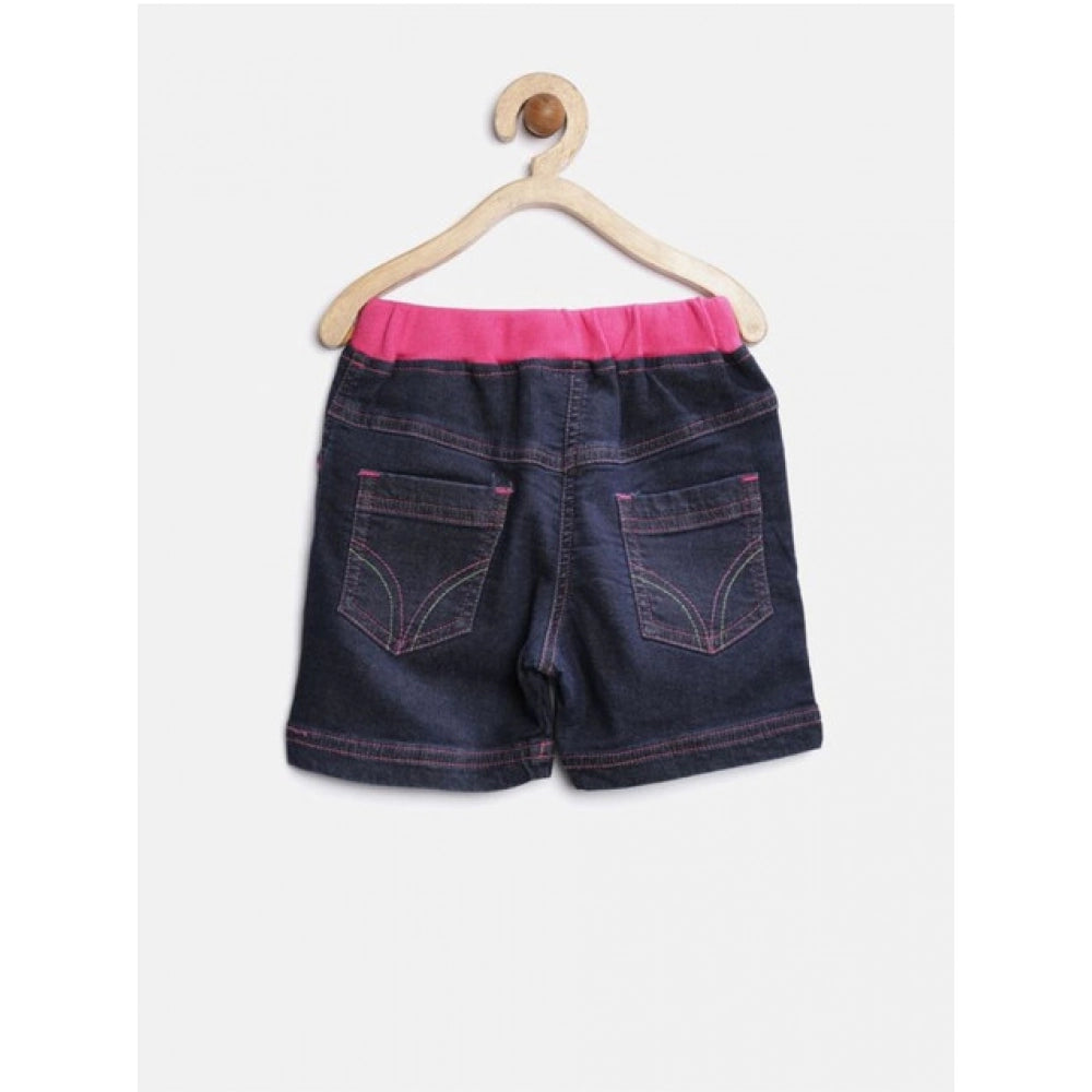 Fashionista Girl's Denim Ribbed Elasticated Shorts