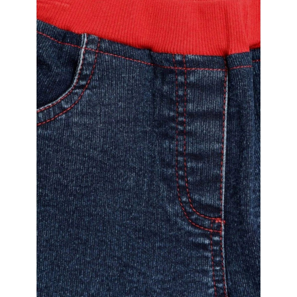Unique Girl's Denim Lace Inserts Sleeveless Shorts