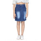 Elite Girl's Denim Solid Buttoned Skirt