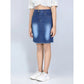 Elite Girl's Denim Solid Buttoned Skirt