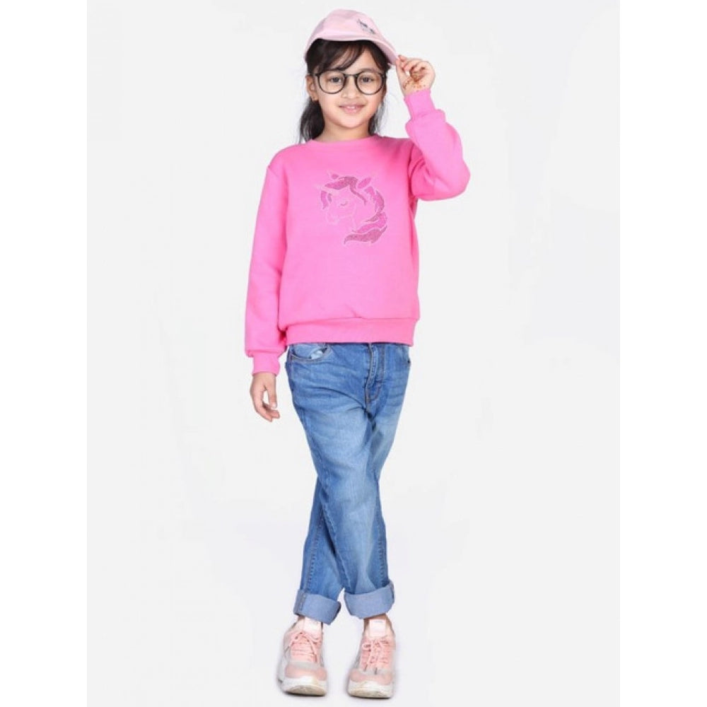 Twinkling Girl's Fleece Embellished Long Sleeves Sweatshirt