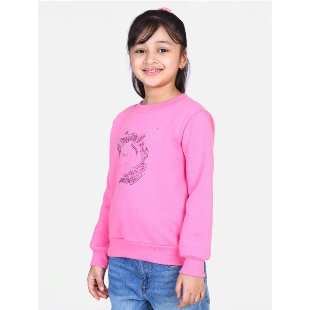 Twinkling Girl's Fleece Embellished Long Sleeves Sweatshirt