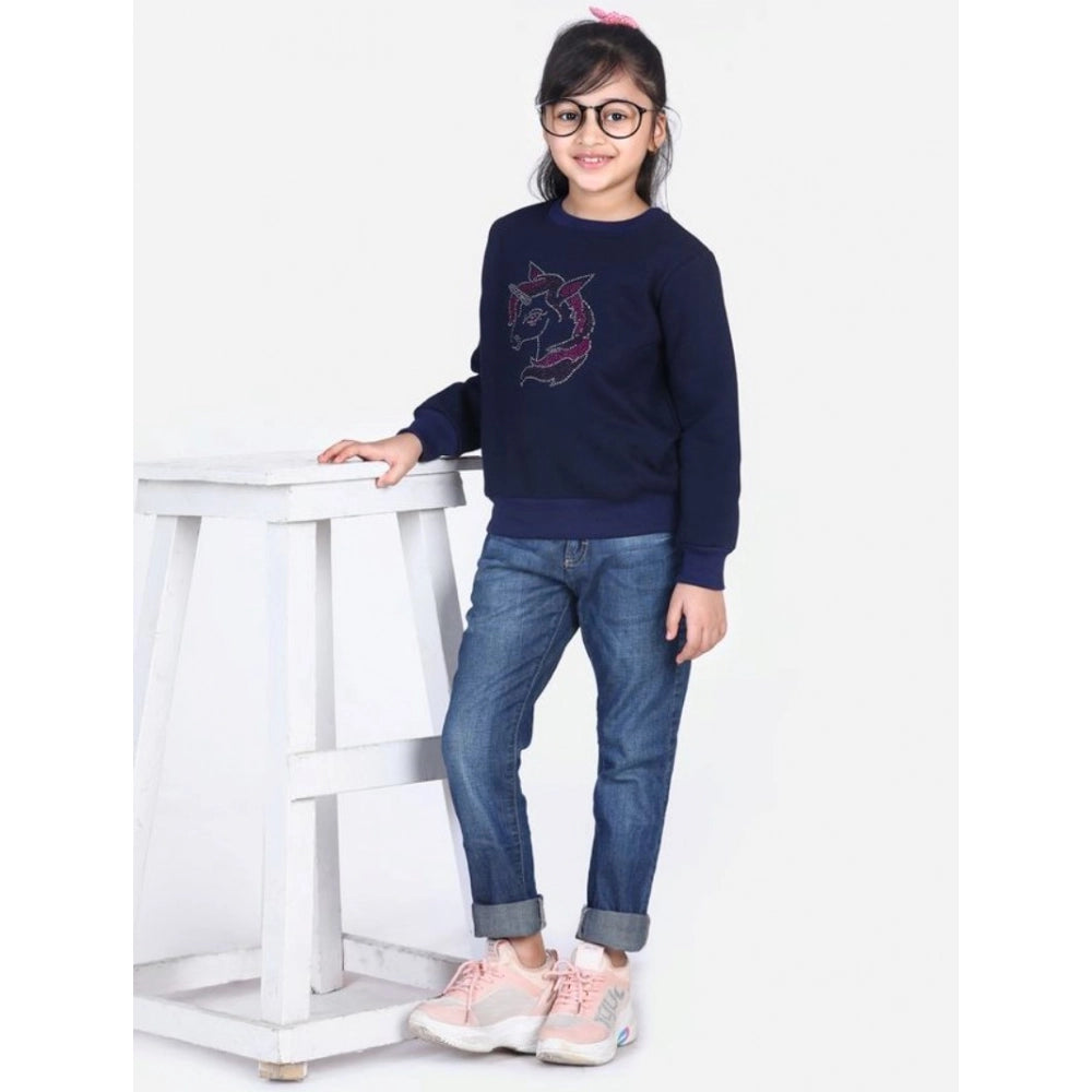 Twinkling Girl's Fleece Embellished Long Sleeves Sweatshirt