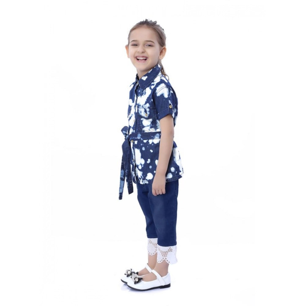 Unique Girl's Denim Tie &amp; Dye Short Sleeve Top