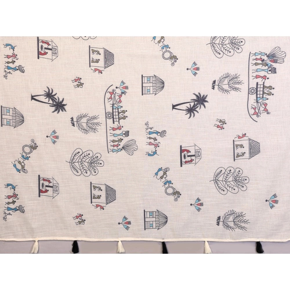 Designer Women's Linen Cotton Printed Saree With Blouse Piece