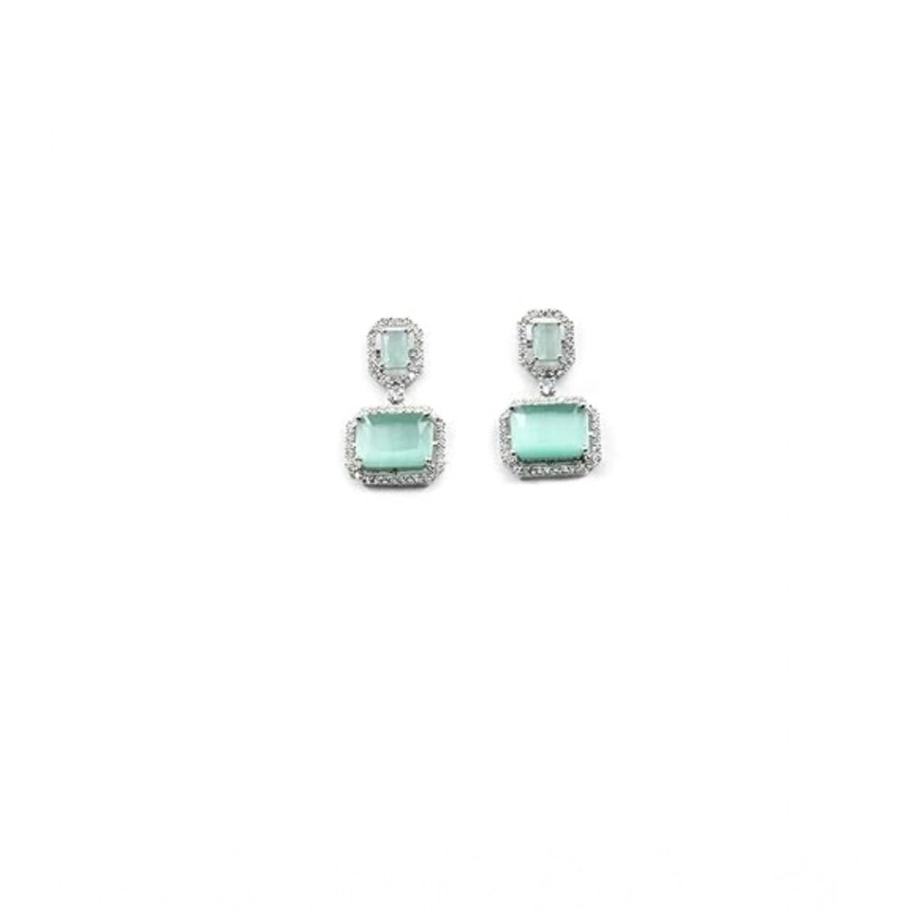 Wonderful Women's Brass Silver Plated Drop Earrings