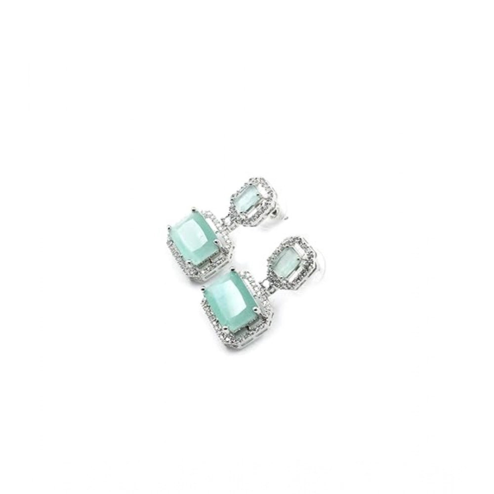Wonderful Women's Brass Silver Plated Drop Earrings