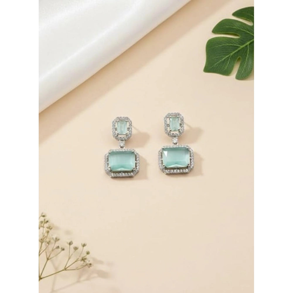 Wonderful Women's Brass Silver Plated Drop Earrings
