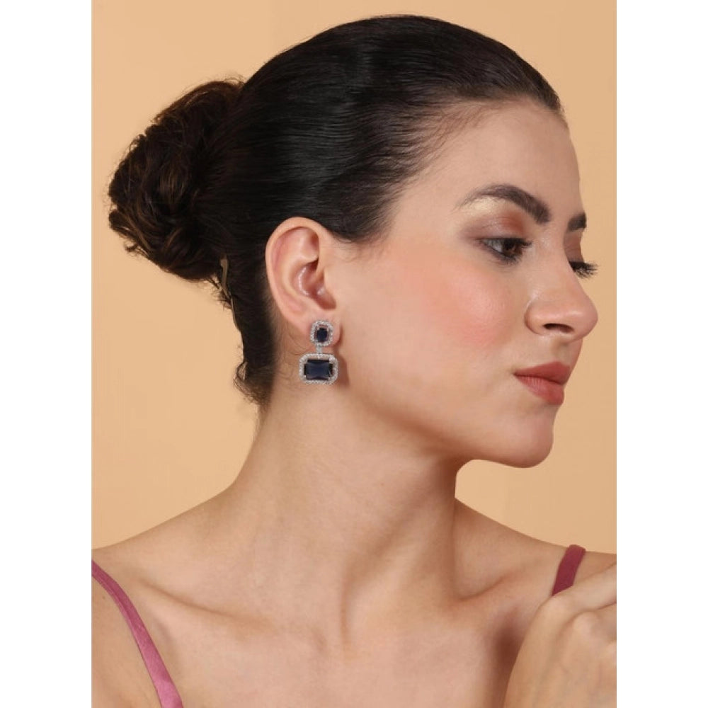 Wonderful Women's Brass Silver Plated Drop Earrings