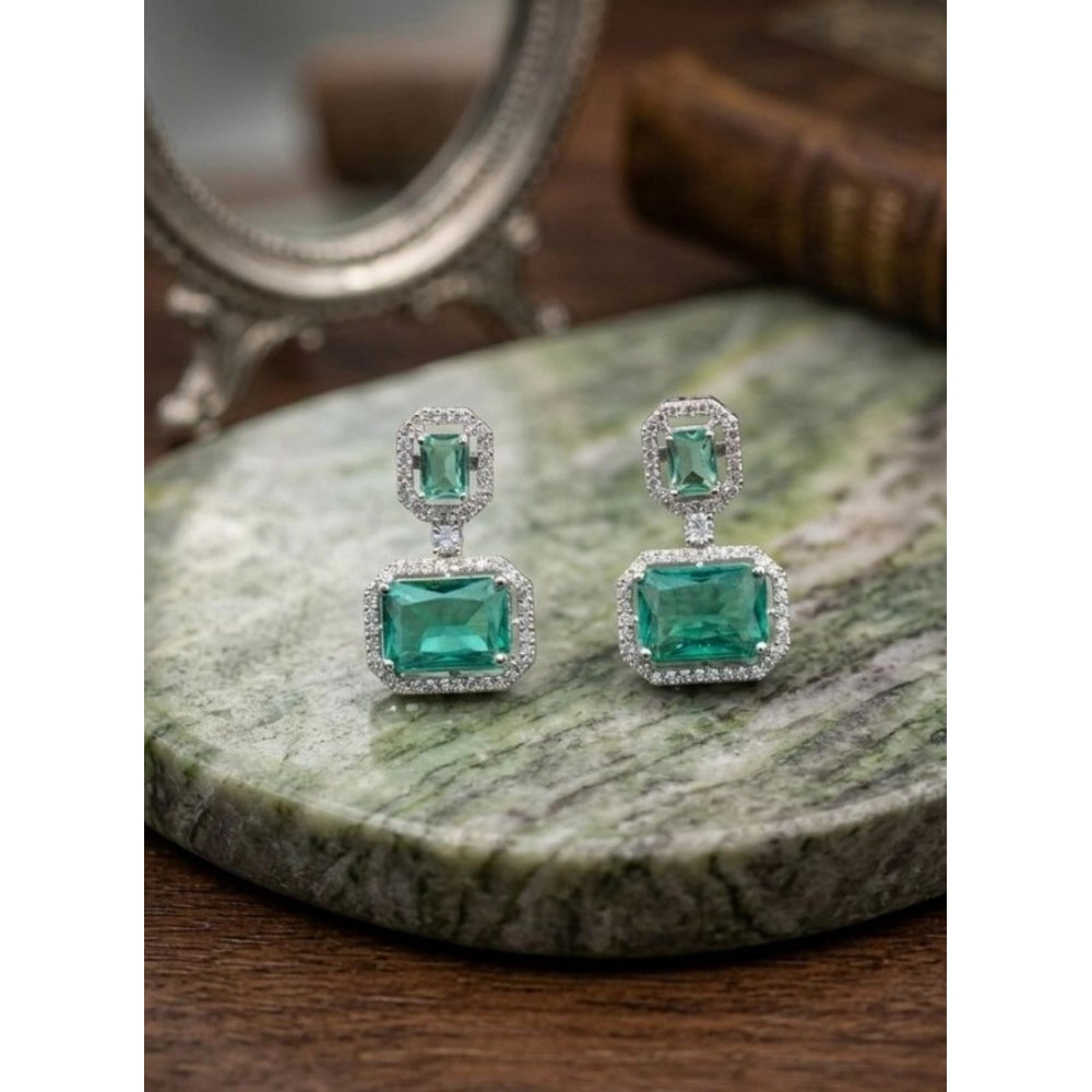 Wonderful Women's Brass Silver Plated Drop Earrings