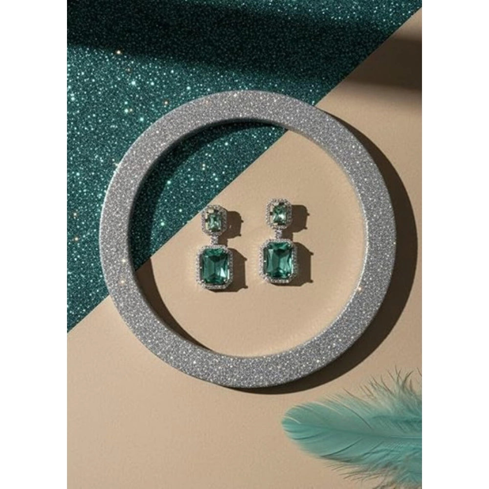 Wonderful Women's Brass Silver Plated Drop Earrings