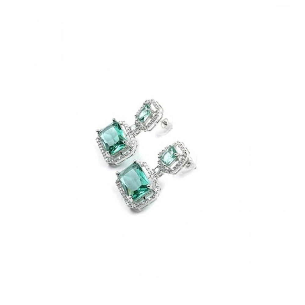 Wonderful Women's Brass Silver Plated Drop Earrings