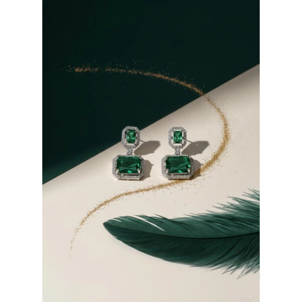Wonderful Women's Brass Silver Plated Drop Earrings