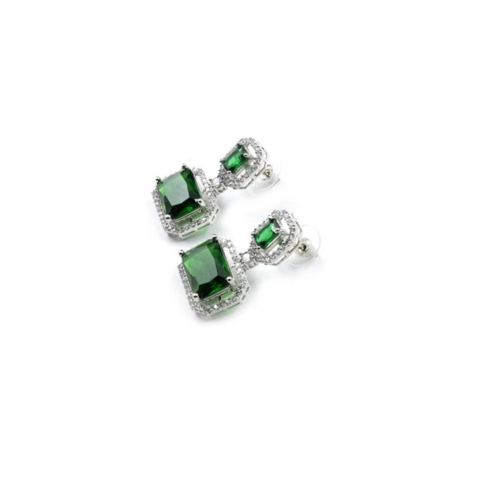 Wonderful Women's Brass Silver Plated Drop Earrings