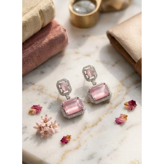 Wonderful Women's Brass Silver Plated Drop Earrings