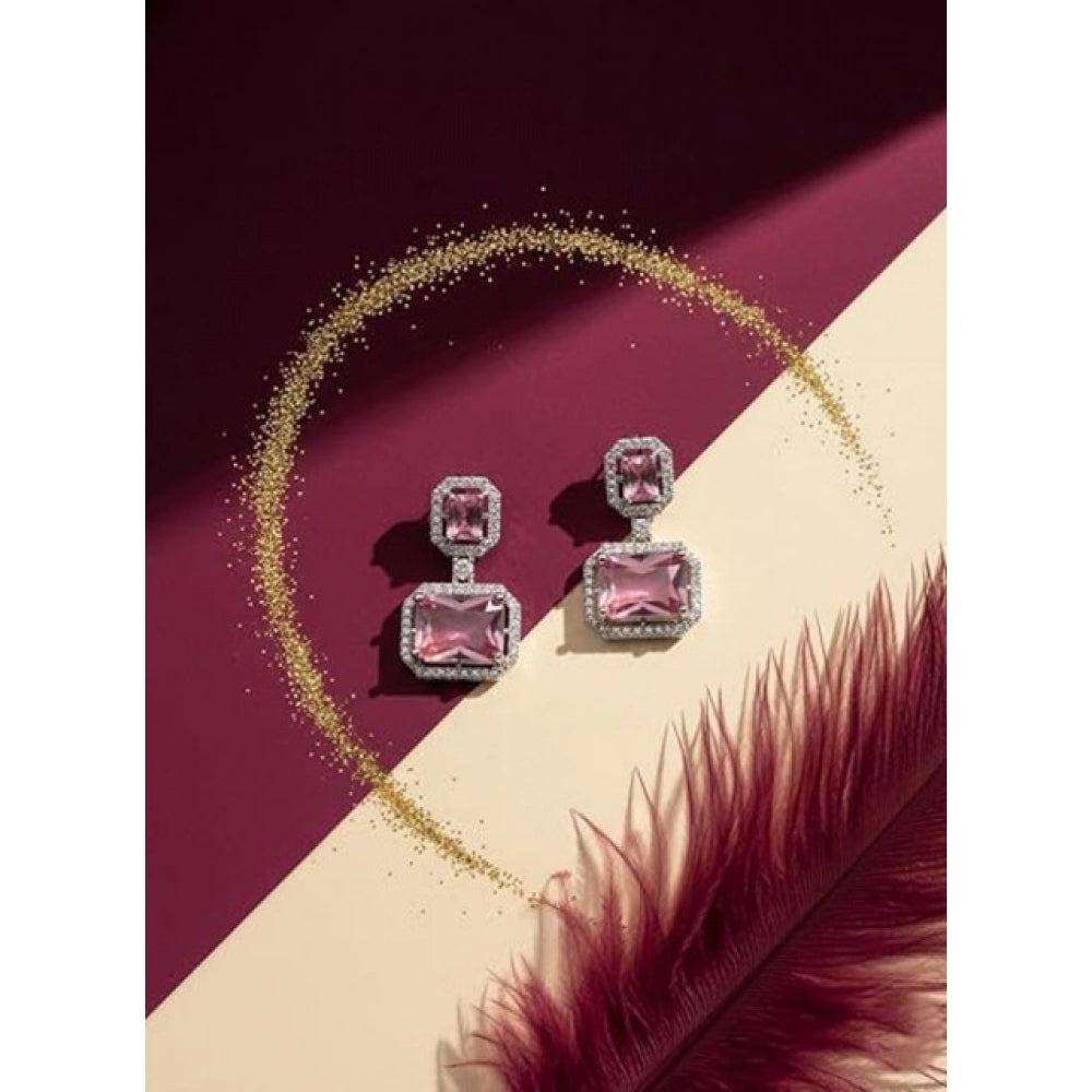 Wonderful Women's Brass Silver Plated Drop Earrings