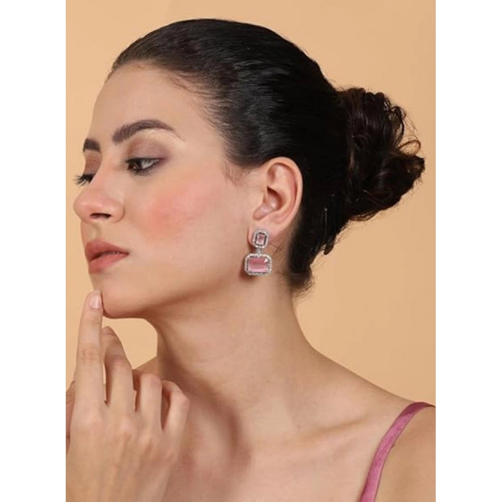 Wonderful Women's Brass Silver Plated Drop Earrings