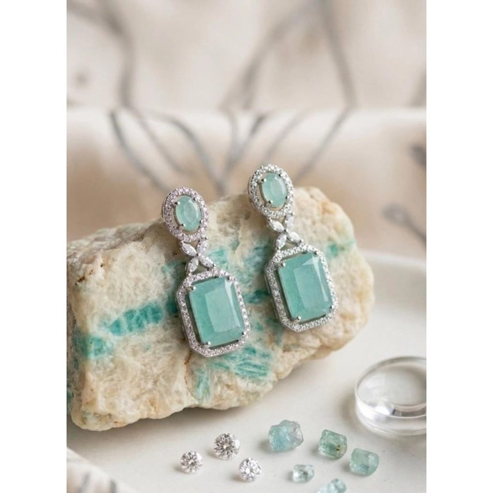 Wonderful Women's Brass Silver Plated Drop Earrings