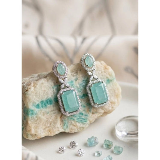 Wonderful Women's Brass Silver Plated Drop Earrings