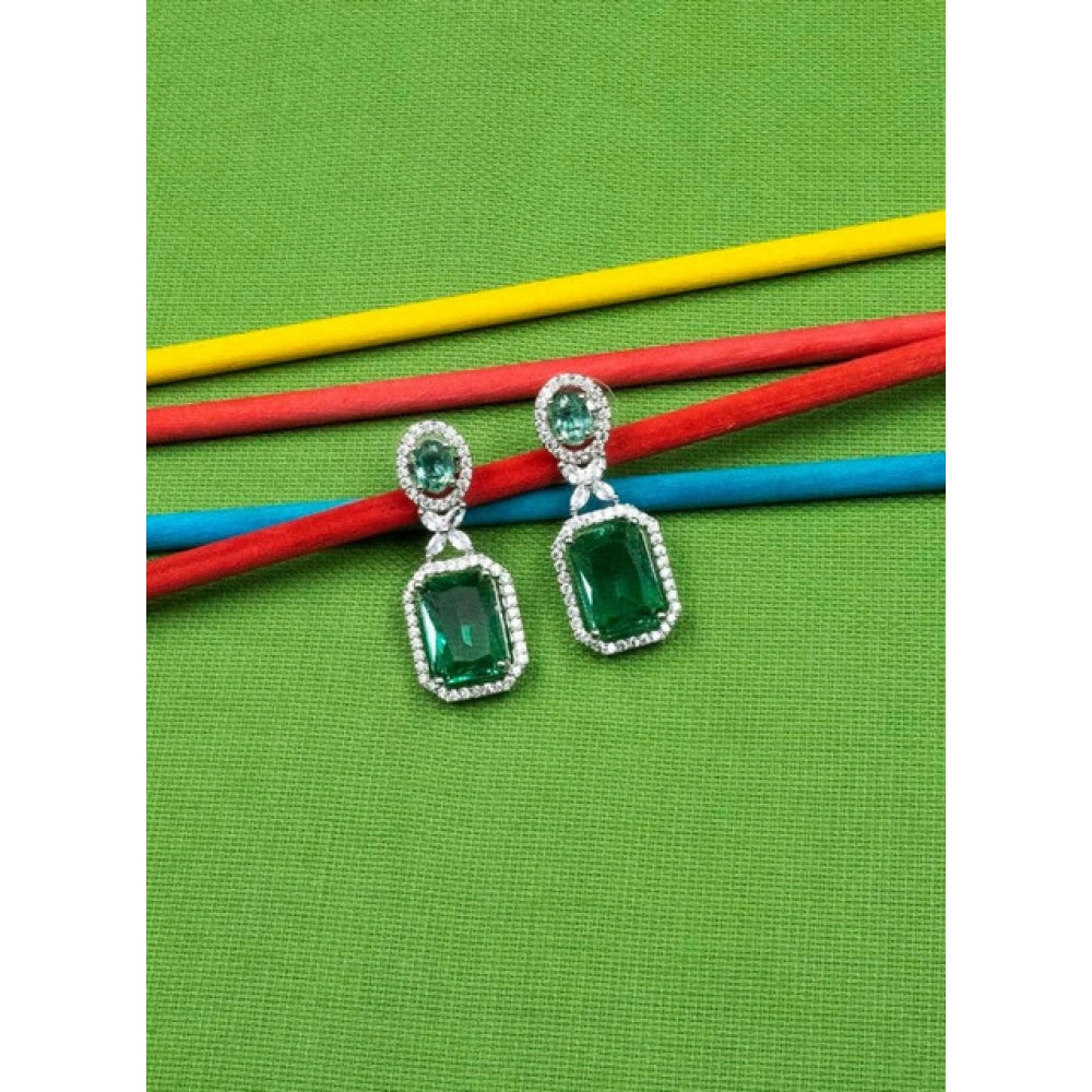 Wonderful Women's Brass Silver Plated Drop Earrings