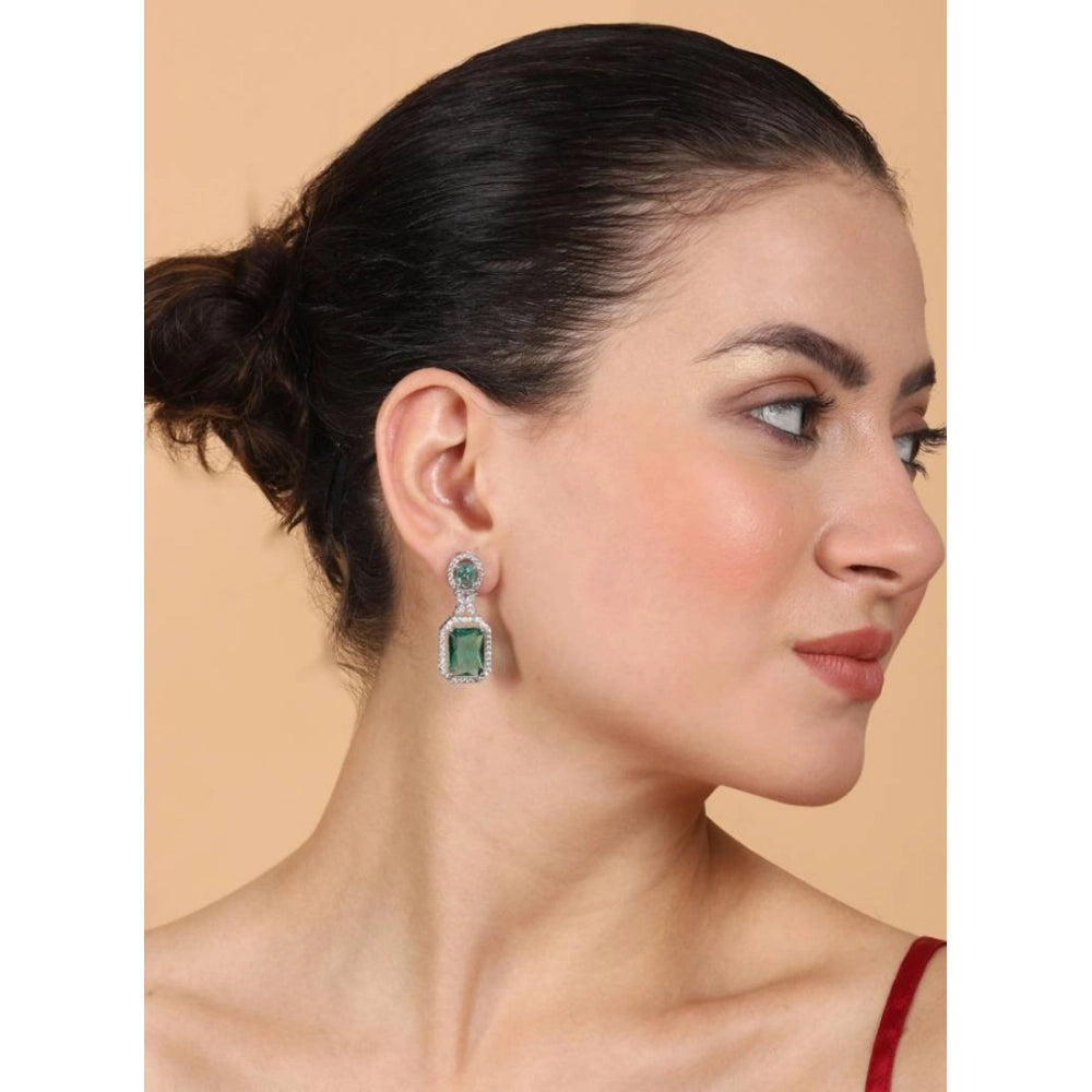 Wonderful Women's Brass Silver Plated Drop Earrings