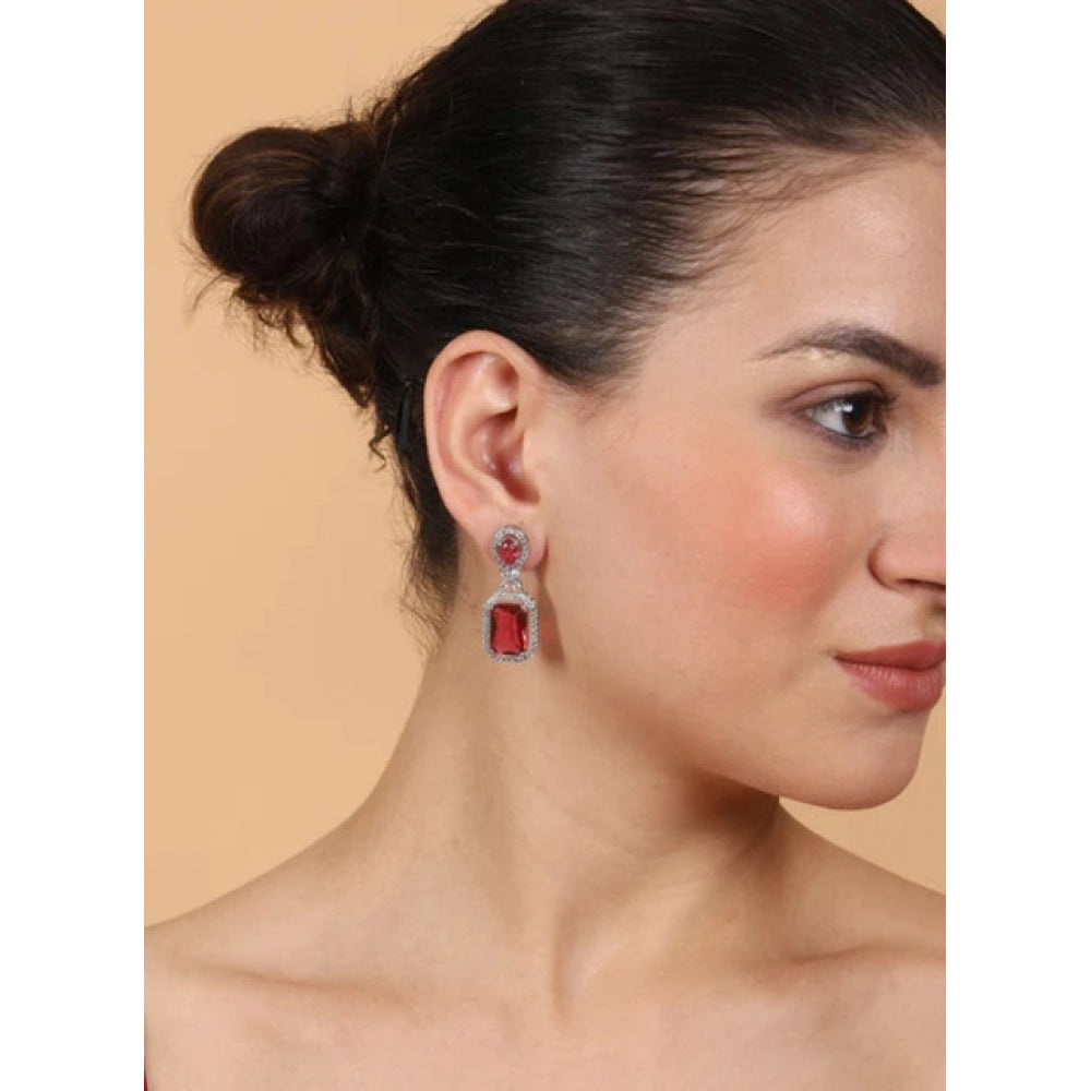 Wonderful Women's Brass Silver Plated Drop Earrings