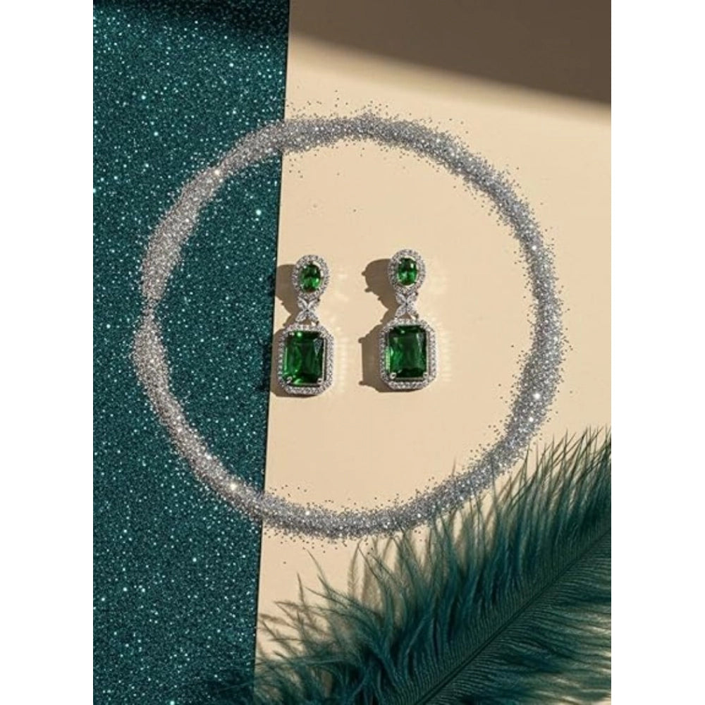 Wonderful Women's Brass Silver Plated Drop Earrings