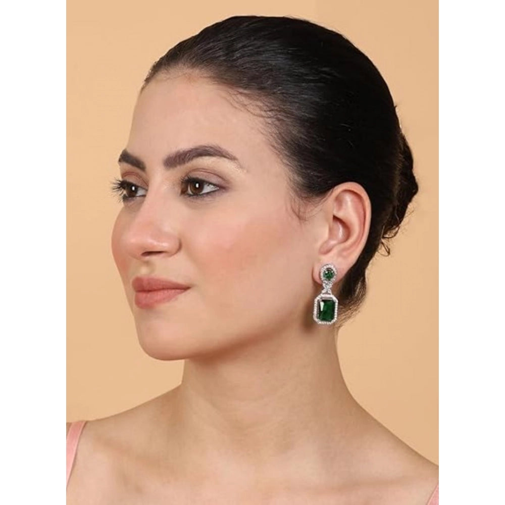 Wonderful Women's Brass Silver Plated Drop Earrings