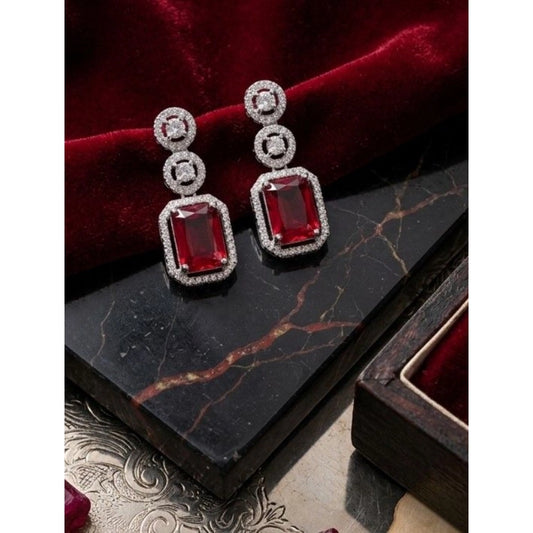Wonderful Women's Brass Silver Plated Drop Earrings