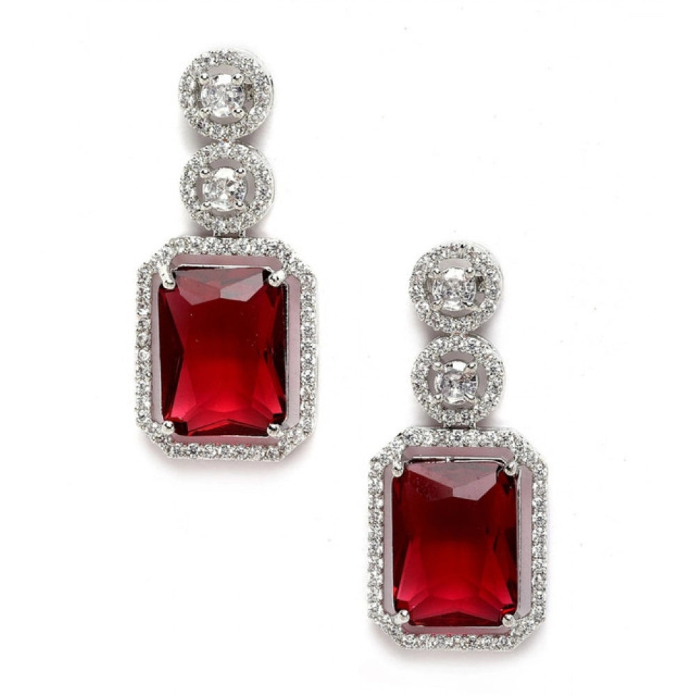Wonderful Women's Brass Silver Plated Drop Earrings