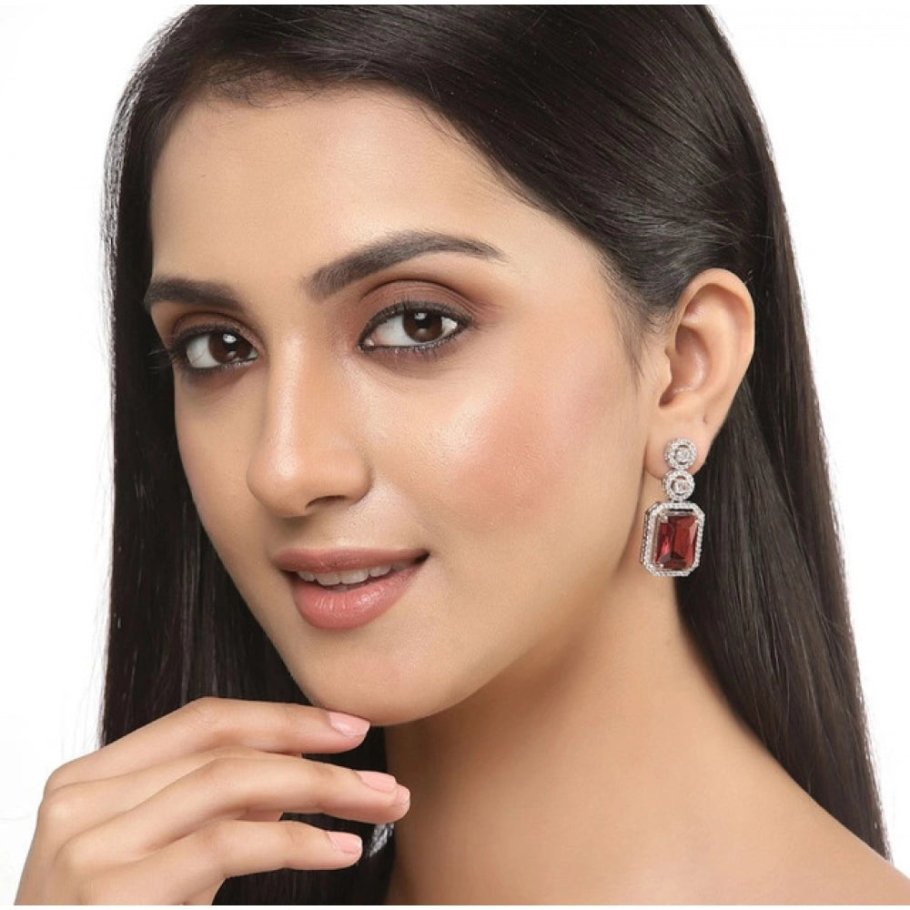 Wonderful Women's Brass Silver Plated Drop Earrings