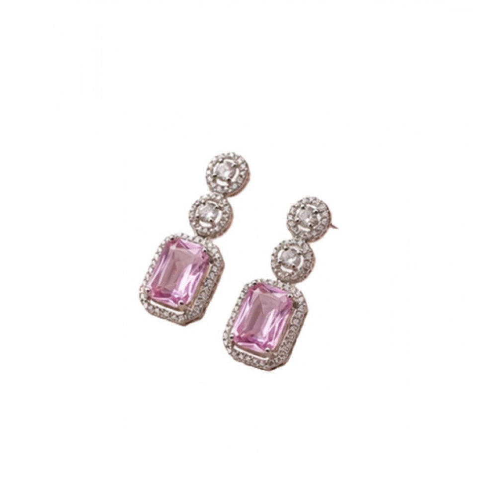 Wonderful Women's Brass Silver Plated Drop Earrings