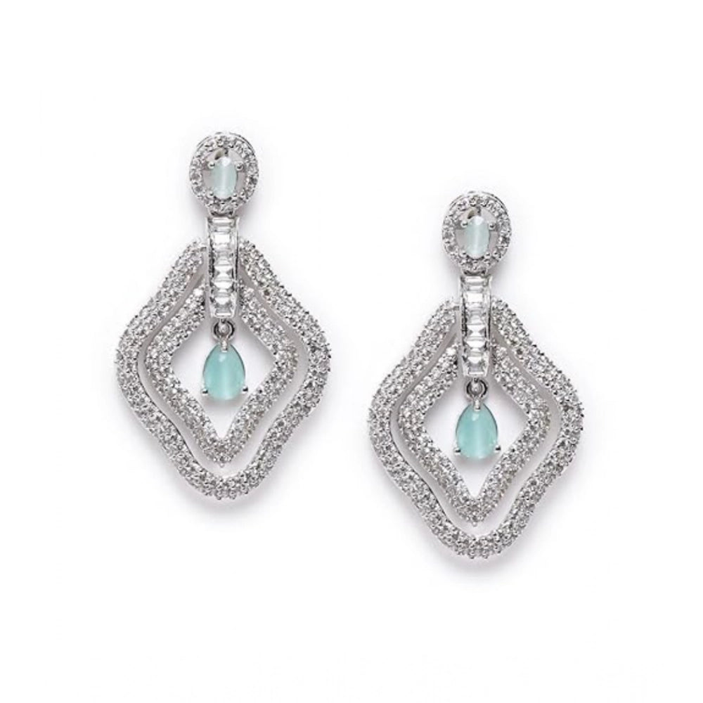 Attractive Women's Brass Silver Plated Drop Earrings
