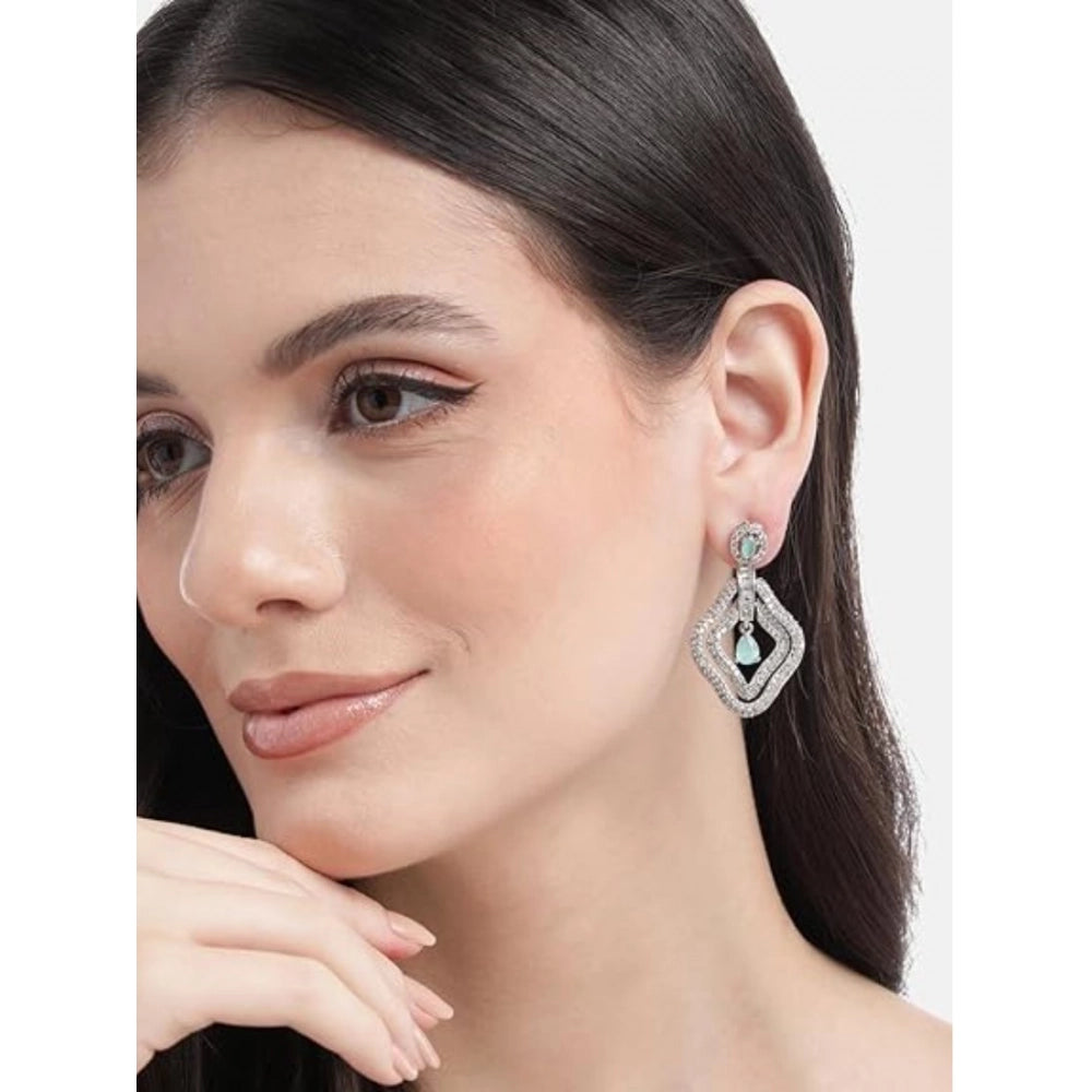 Attractive Women's Brass Silver Plated Drop Earrings